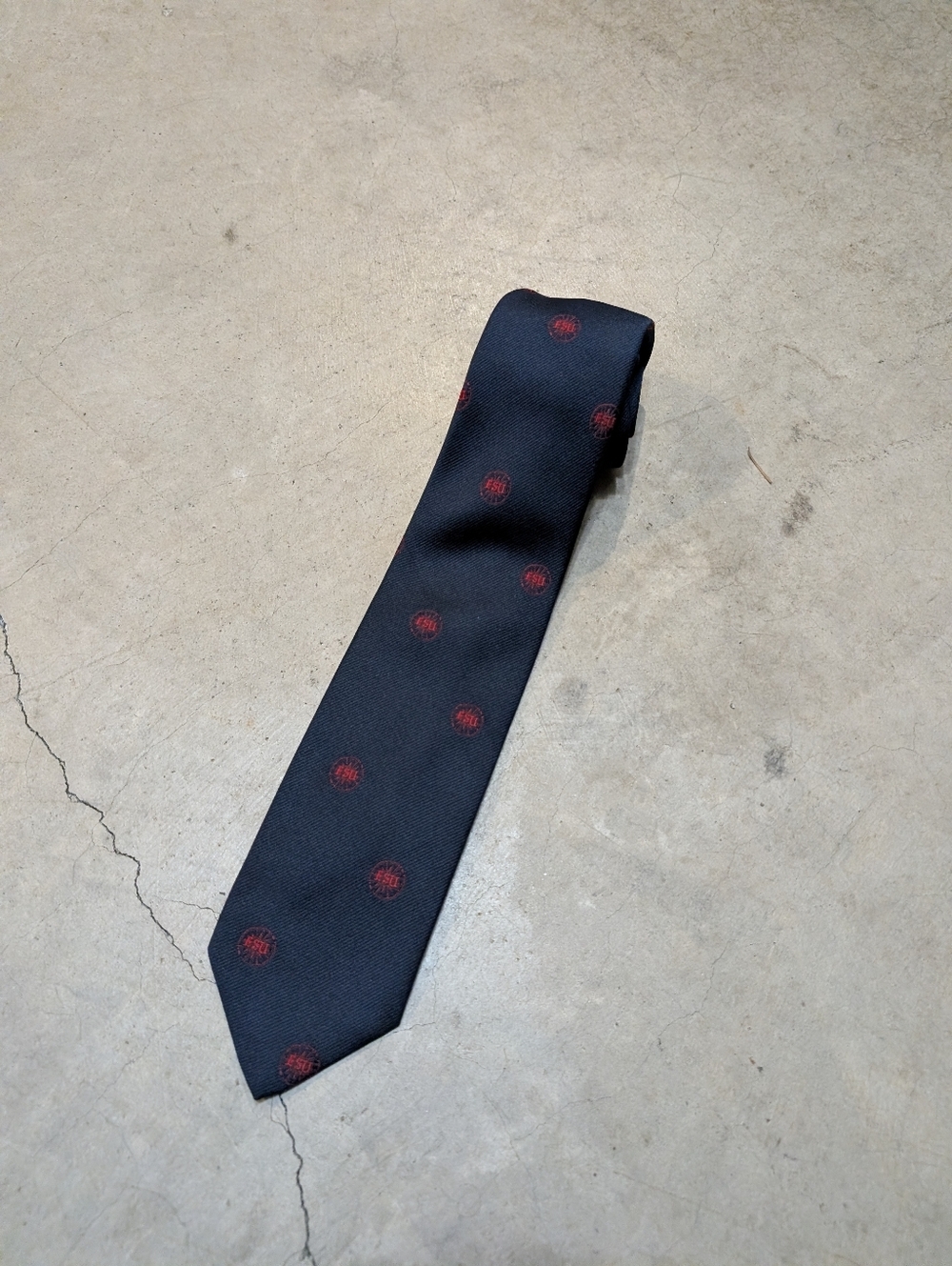 VTG 90s T Foley ESU Tie Navy Red Logo Adult